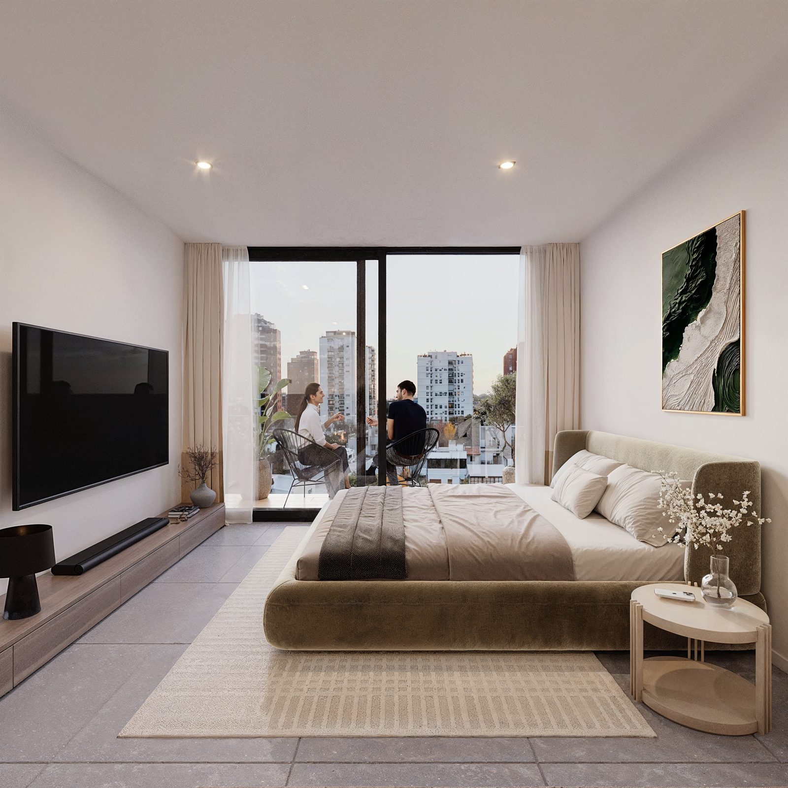 Monoambiente · living con vista